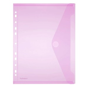 A4 Sichttasche mit Abheftrand und Klettverschluss, Sichttaschen: rosa