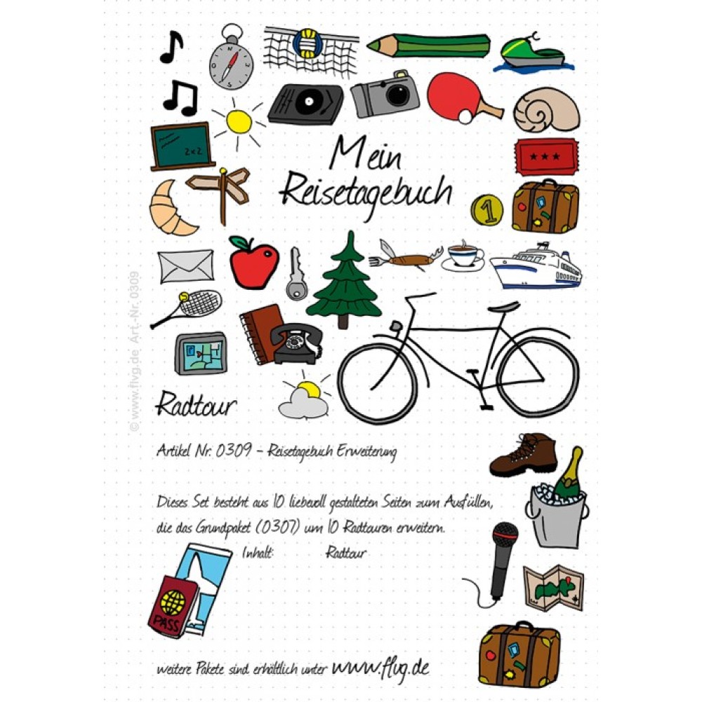 Spezialpaket Radtour für Reisetagebuch