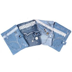 LK Hülle Jeans mit Spitze, Auswahl Stofffarbe: Jeans, blau - Tasche aufgesetzt