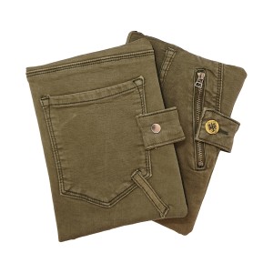 A5 LK Hülle Jeans - grün, rot, schwarz oder braun, Auswahl Stofffarbe: Jeans, grün - Tasche aufgesetzt
